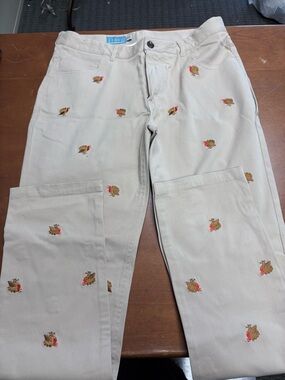 Castaway Beige Embroidered Turkey Chinos